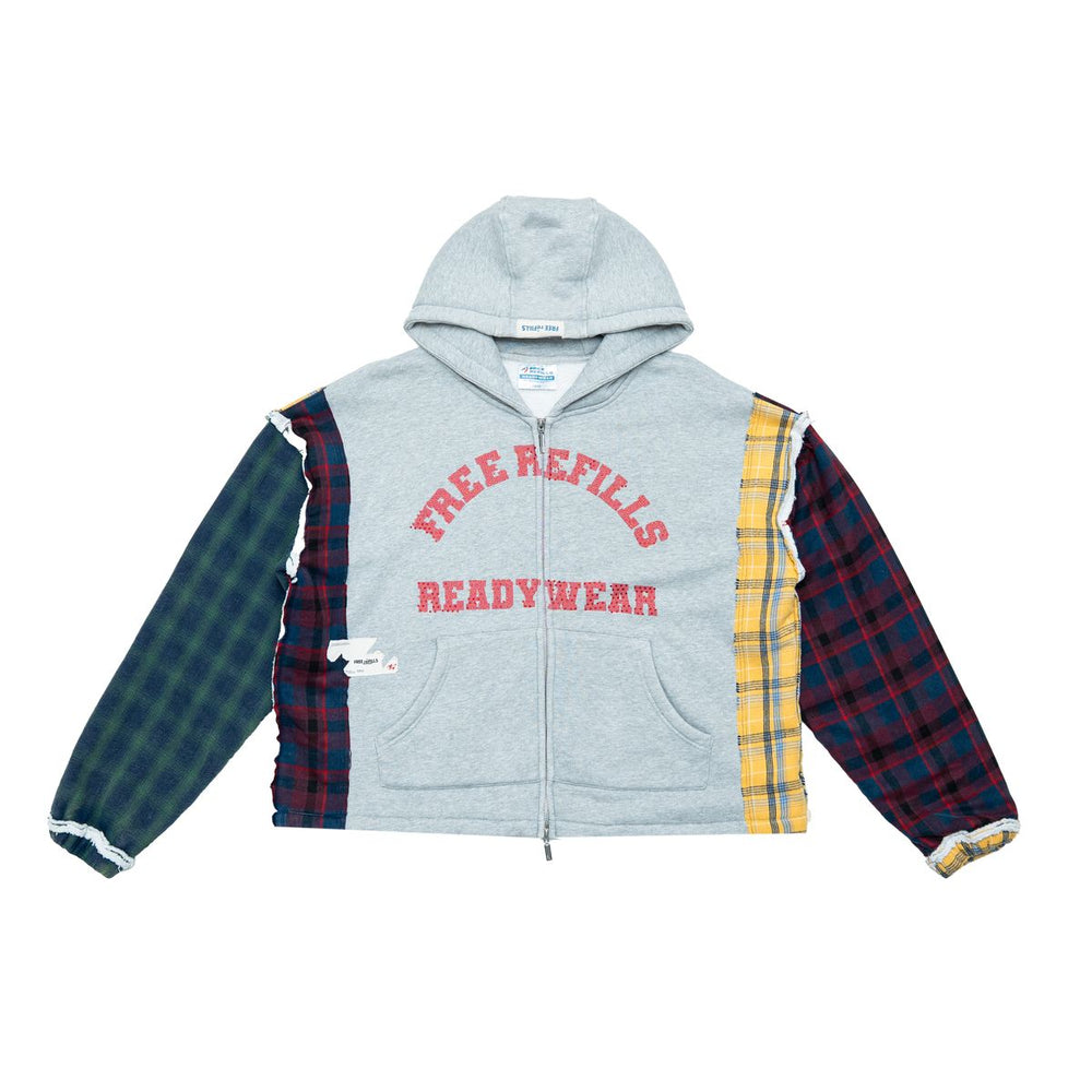 FR MULTI FLANNEL HOODIE - GREY