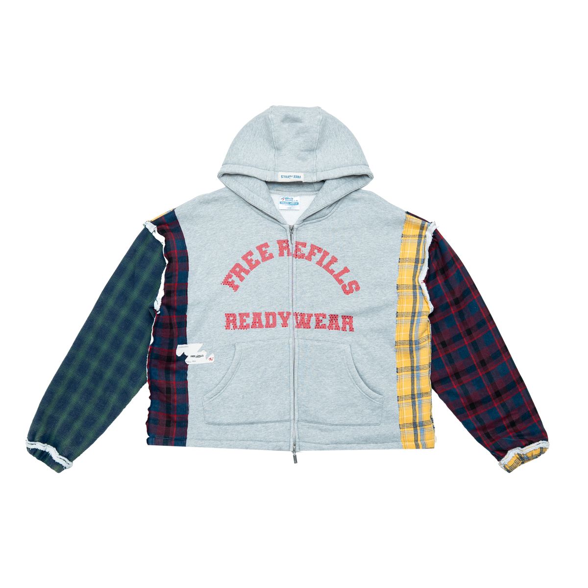 FR MULTI FLANNEL HOODIE - GREY