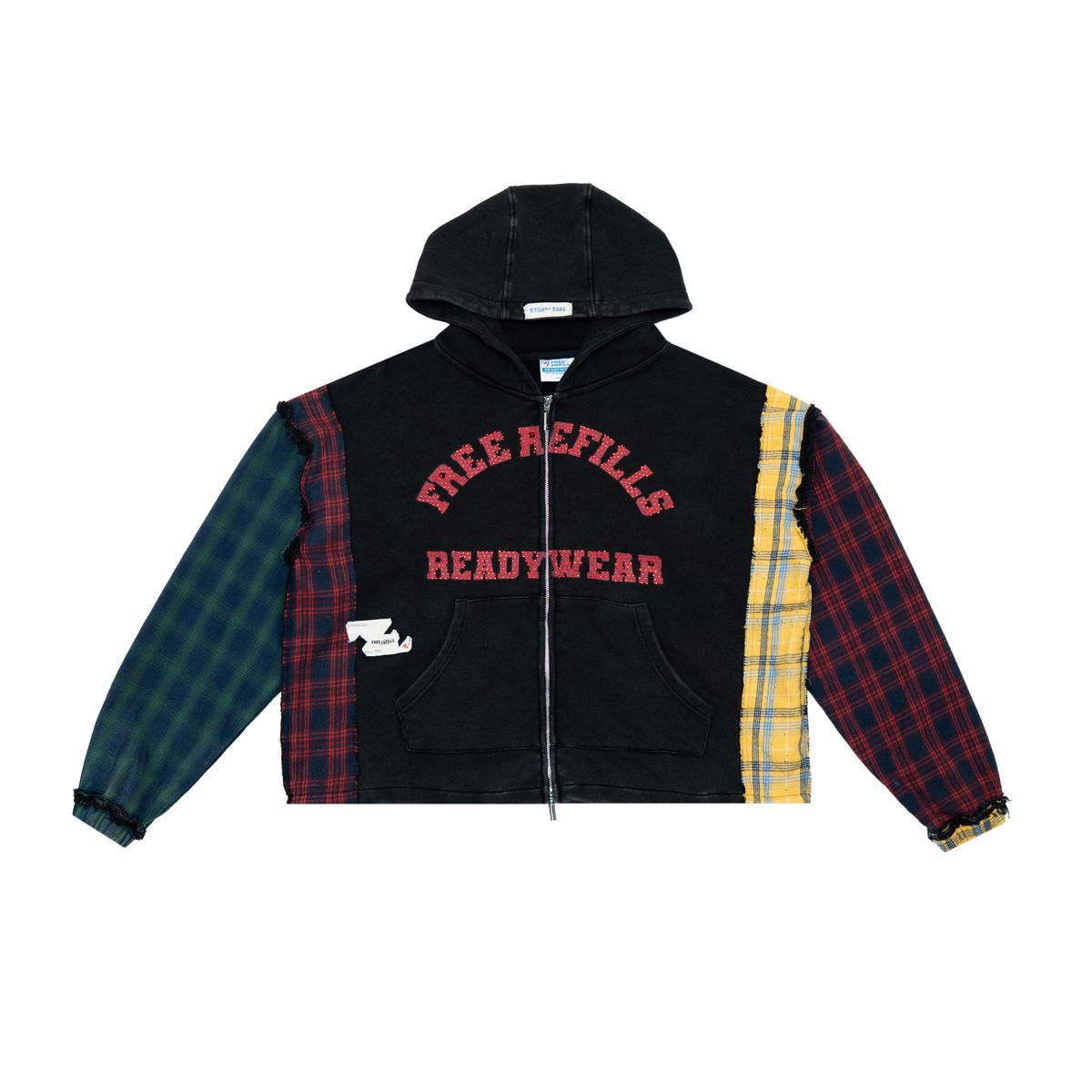 FR MULTI FLANNEL HOODIE - BLACK