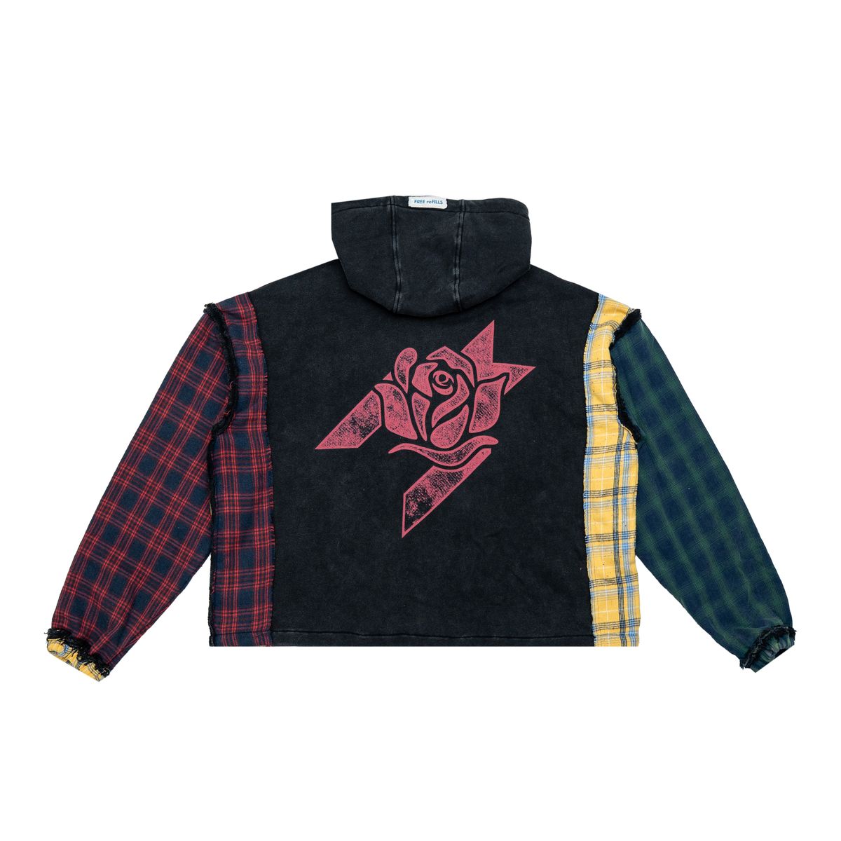 FR MULTI FLANNEL HOODIE - BLACK