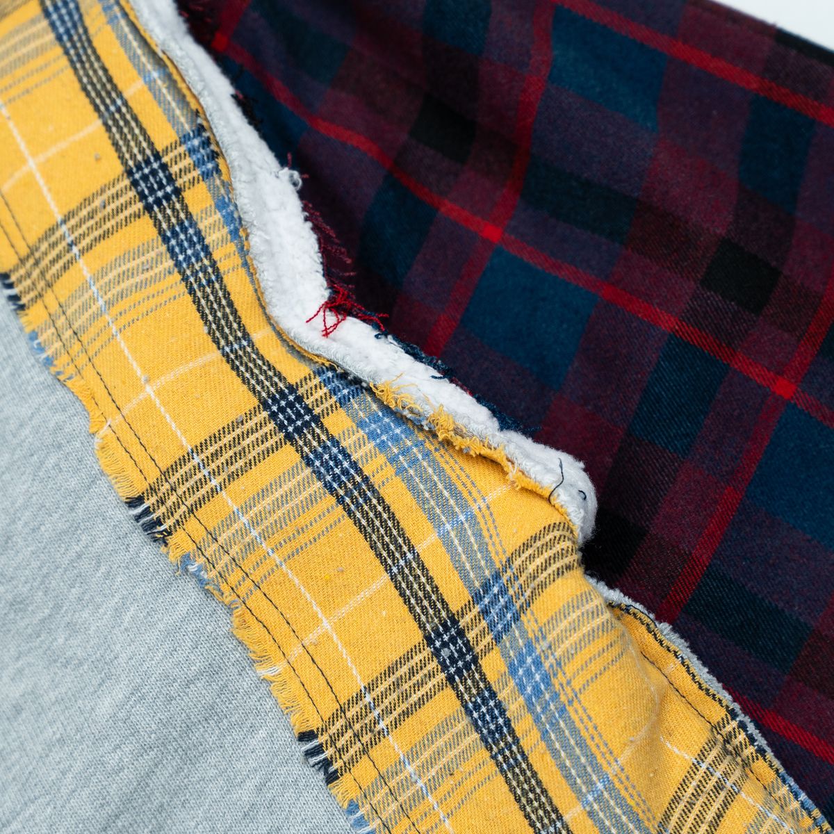 FR MULTI FLANNEL HOODIE - GREY