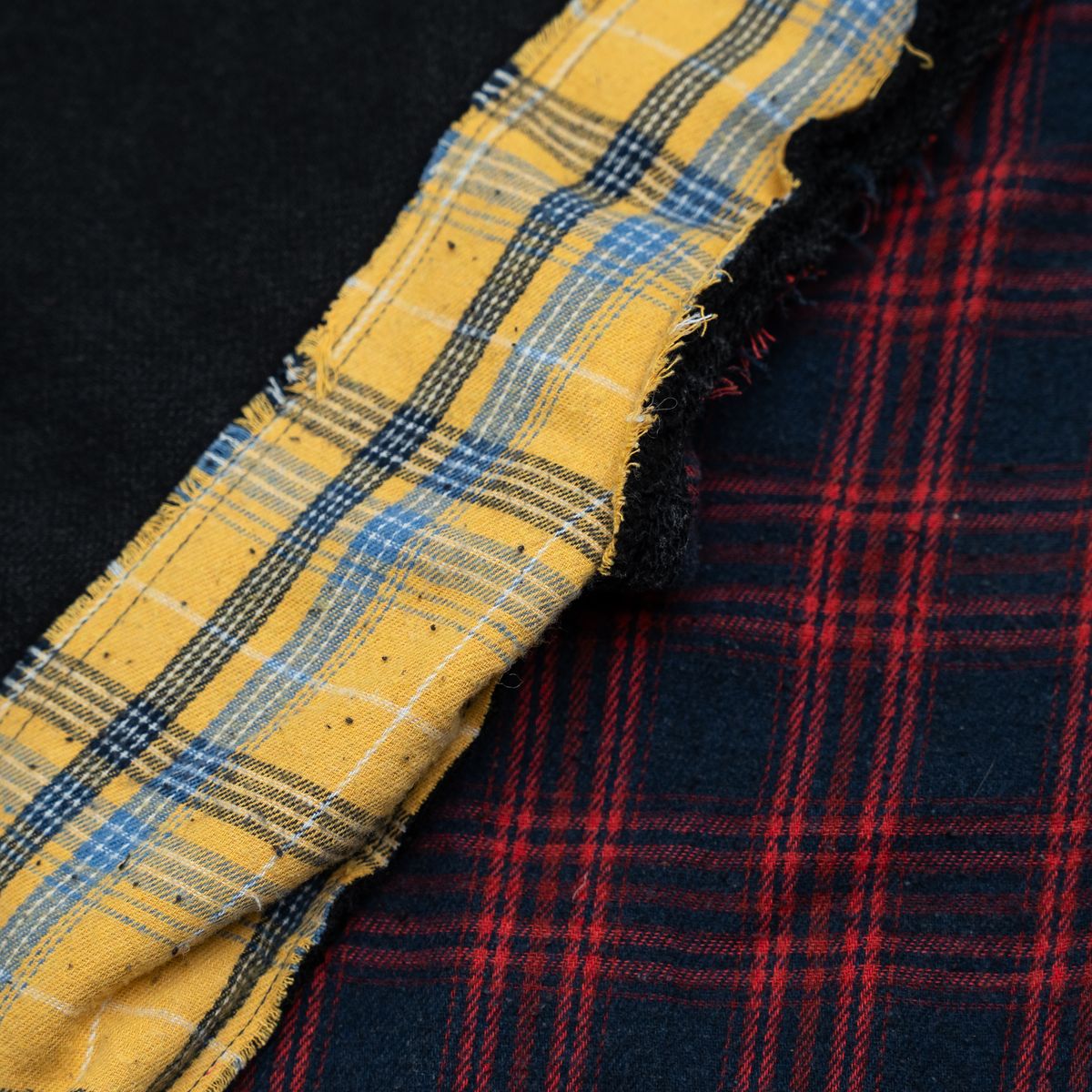 FR MULTI FLANNEL HOODIE - BLACK