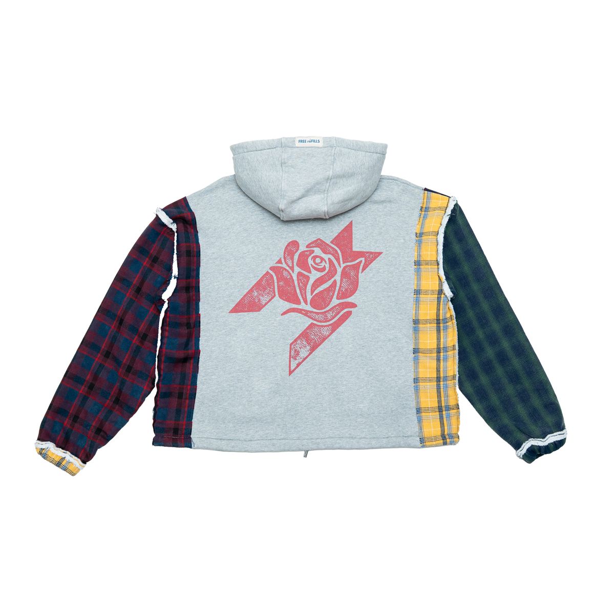 FR MULTI FLANNEL HOODIE - GREY