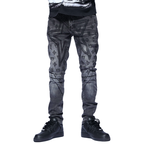 RVR "STAR" BLACK WASH SKINNY DENIM (CO-22)