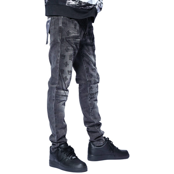 RVR "STAR" BLACK WASH SKINNY DENIM (CO-22)