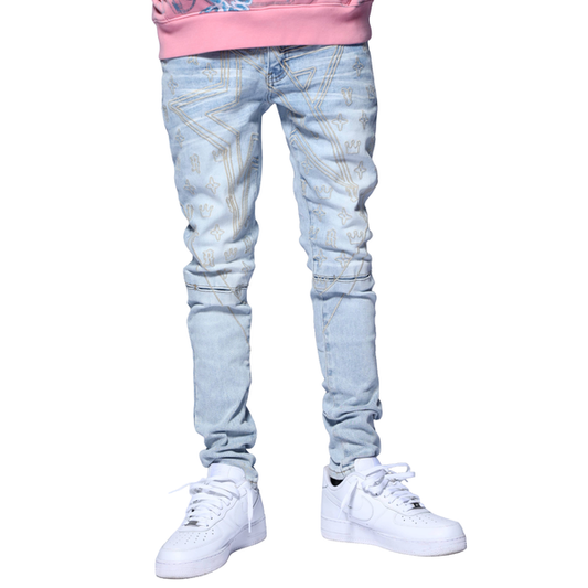 RVR "STAR" ICE BLUE SKINNY DENIM (CO-23)