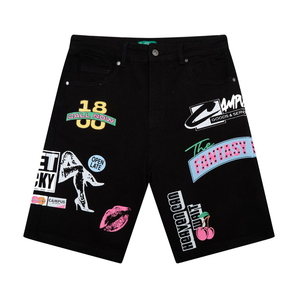 CAMPUS 'VICE' DENIM JORTS (BLACK)