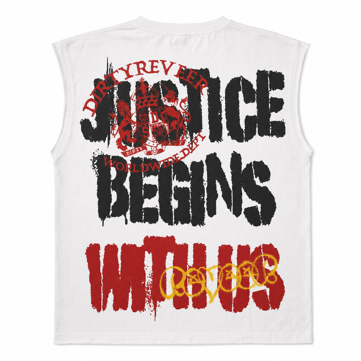 REVEER 'SOCIAL SECURITY' CUT OFF TEE (WHITE)