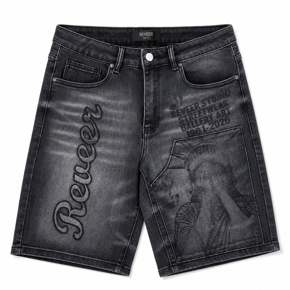 REVEER 'LIBERTY' JEAN SHORTS (BLACK)