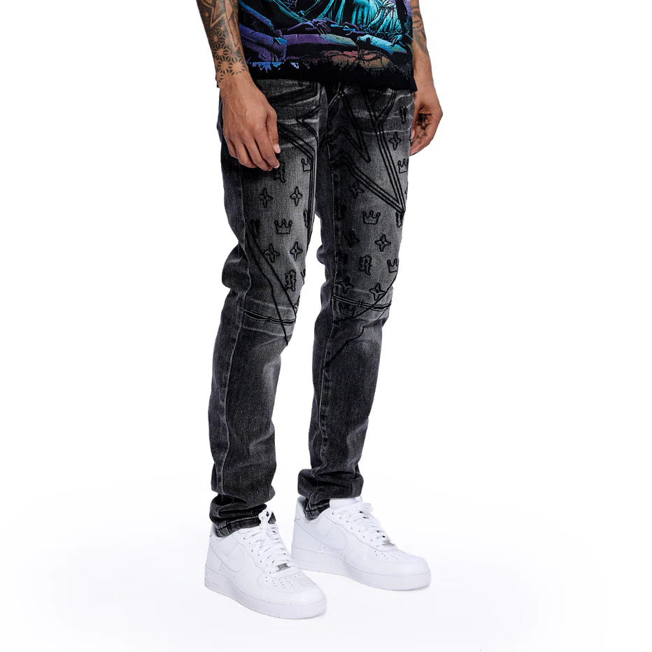 RVR "STAR" BLACK WASH SKINNY DENIM (CO-22)
