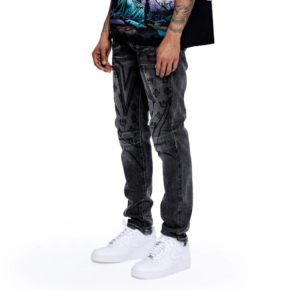 RVR "STAR" BLACK WASH SKINNY DENIM (CO-22)