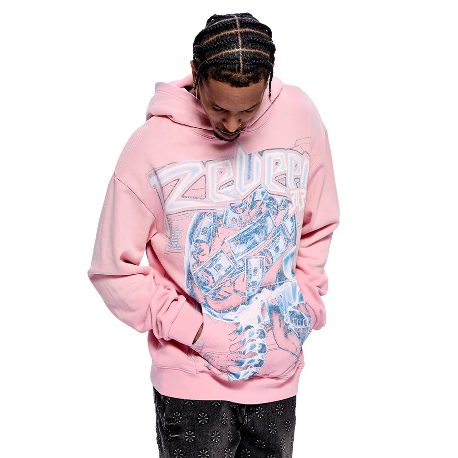 RVR "CASHED OUT" PINK WASH HOODIE