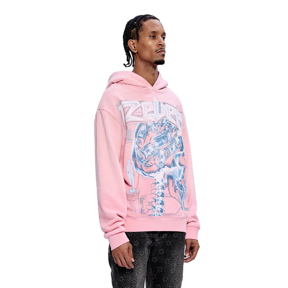 RVR "CASHED OUT" PINK WASH HOODIE