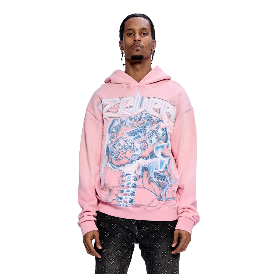 RVR "CASHED OUT" PINK WASH HOODIE