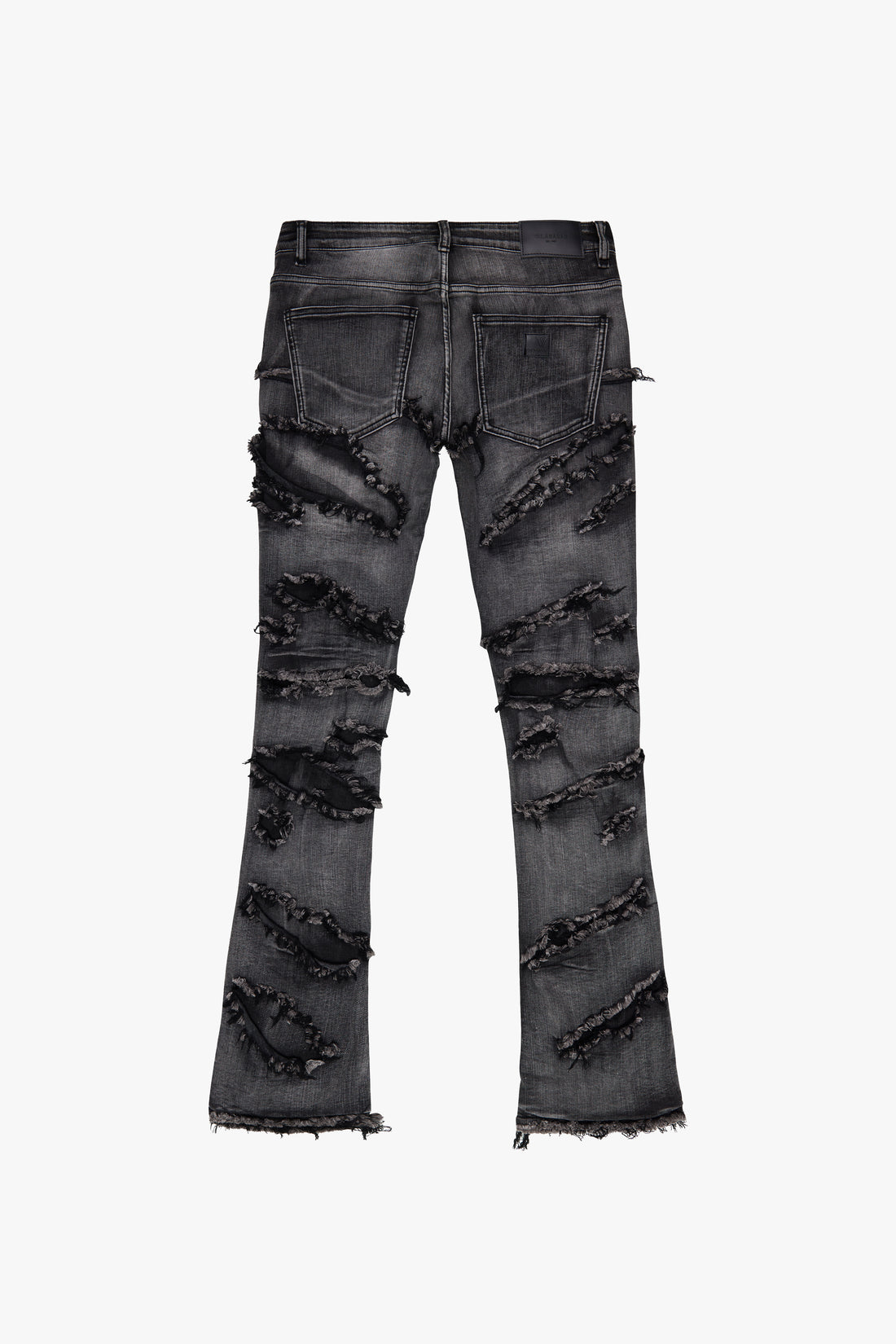 VALABASAS "RAVEL" DARK GREY WASH STACKED FLARE JEAN