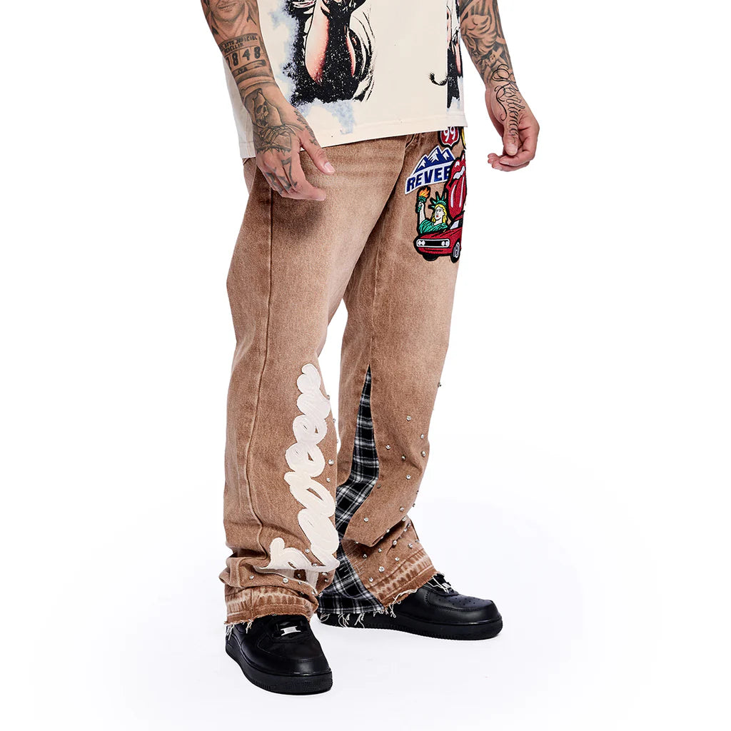 RVR "HERITAGE" KHAKI FLARE DENIM