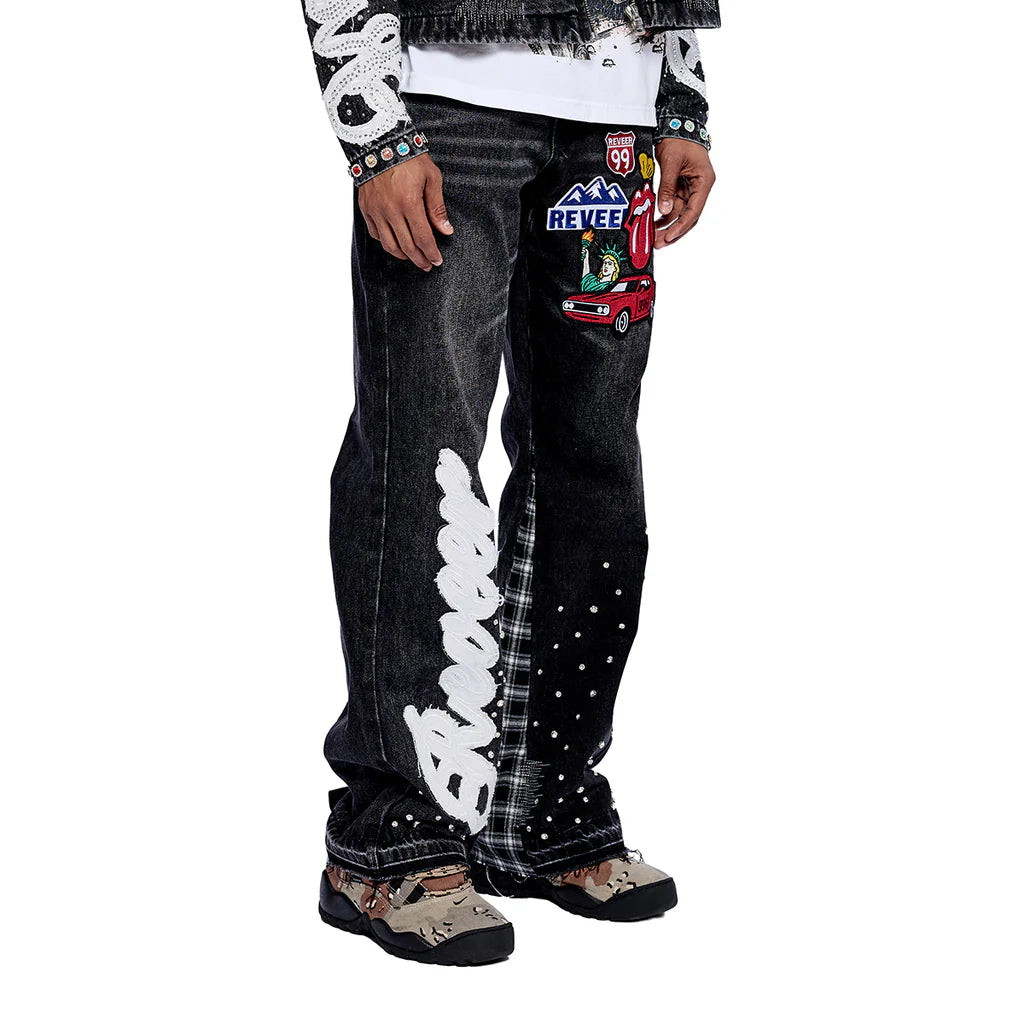 RVR "HERITAGE" BLACK FLARE DENIM