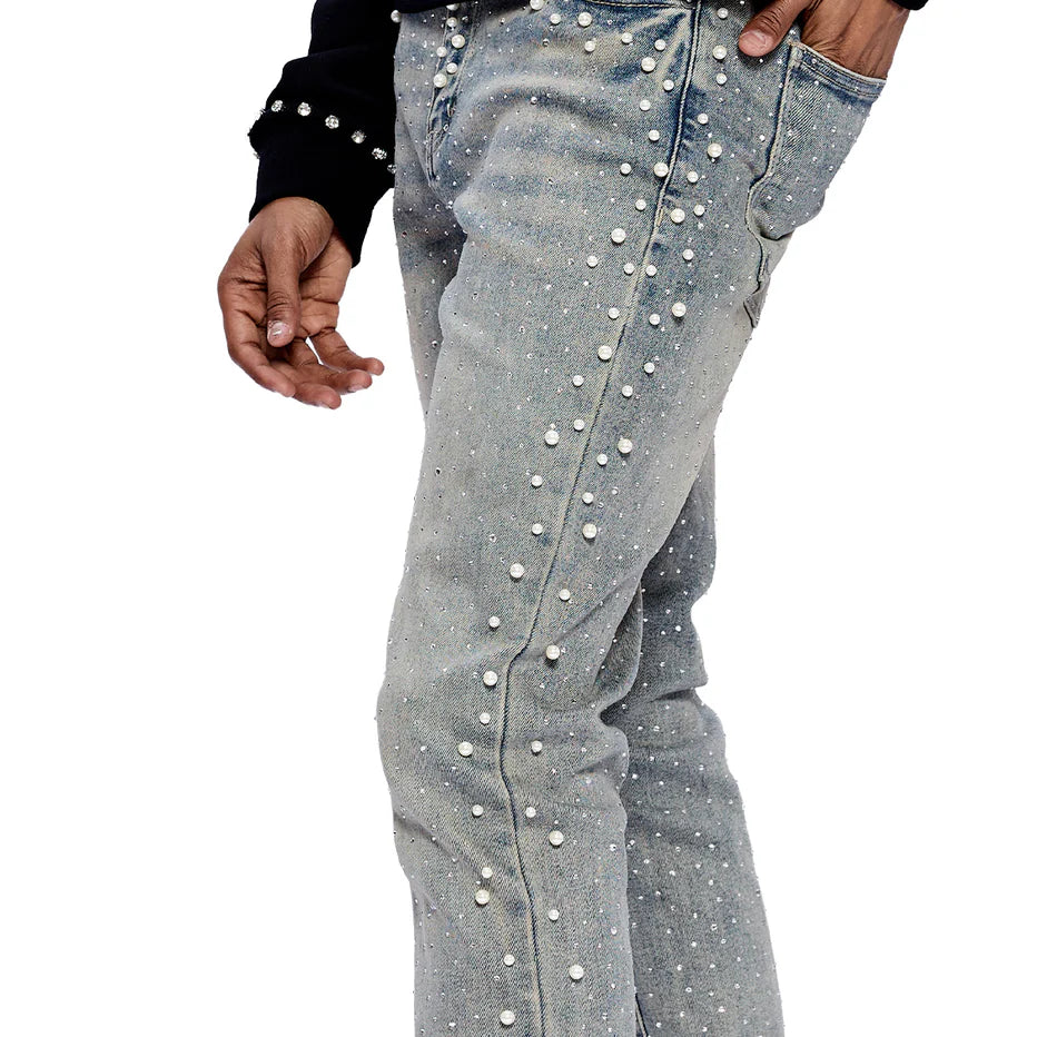 RVR "PEARL" BLUE WASH FLARE DENIM