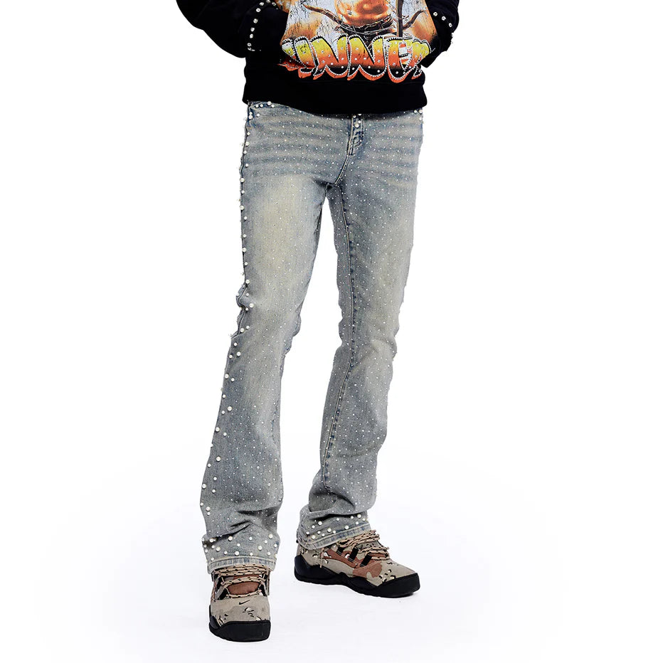 RVR "PEARL" BLUE WASH FLARE DENIM