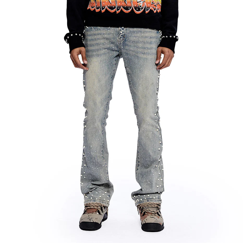 RVR "PEARL" BLUE WASH FLARE DENIM