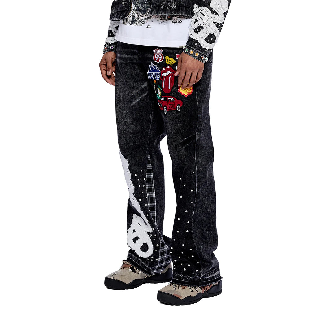 RVR "HERITAGE" BLACK FLARE DENIM