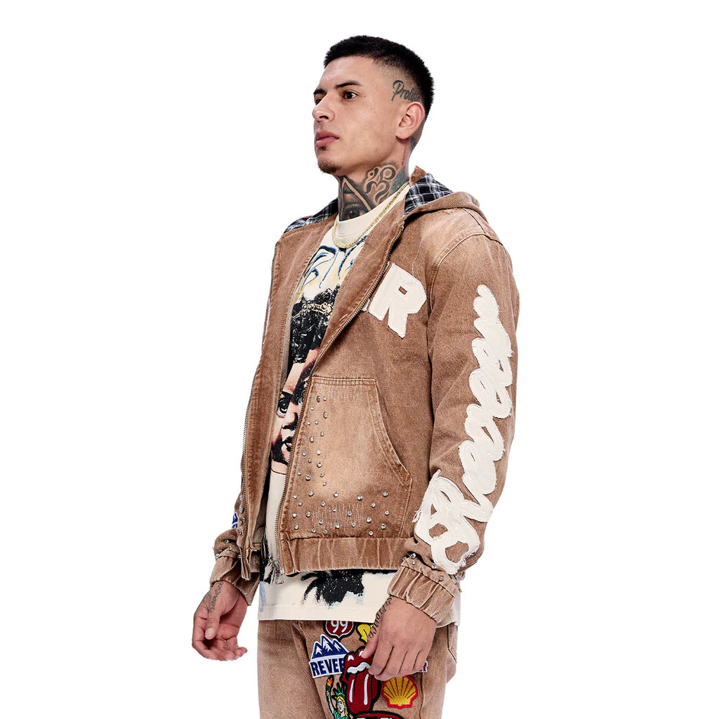 RVR "HERITAGE" KHAKI DENIM HOODIE