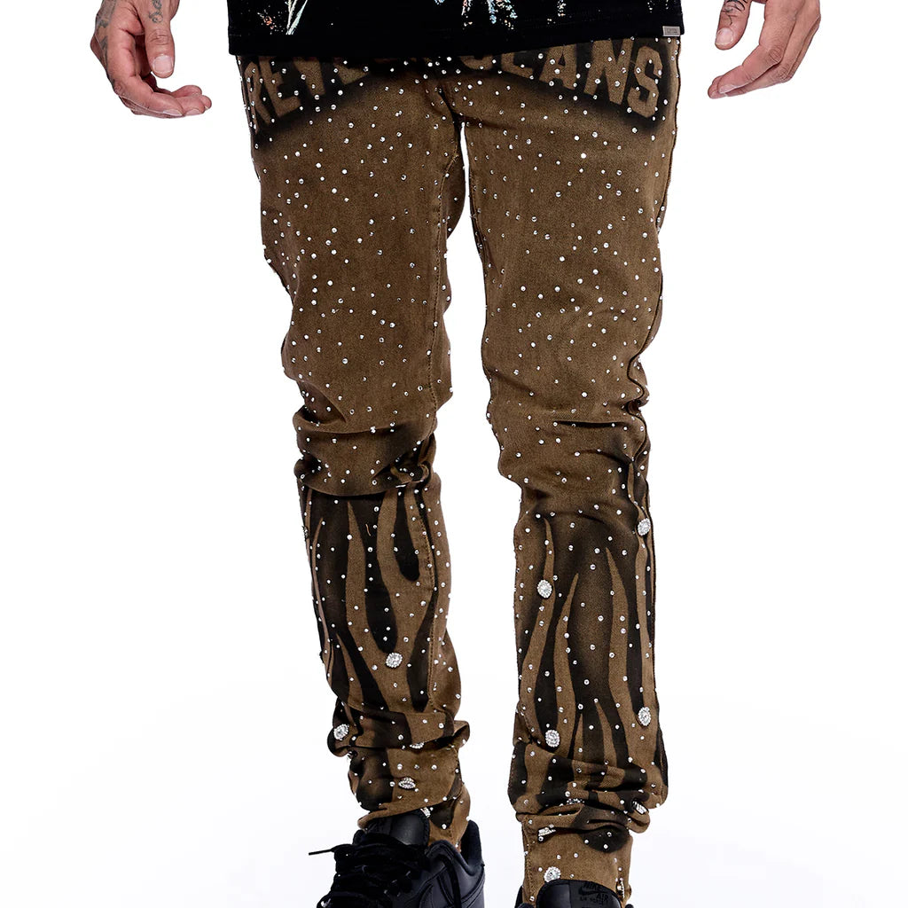 RVR "NEBULA" BROWN WASH SKINNY DENIM