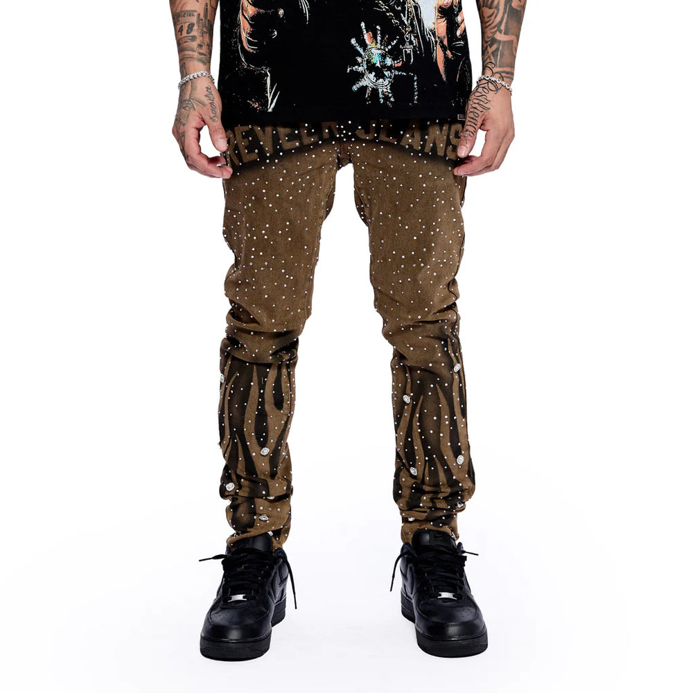 RVR "NEBULA" BROWN WASH SKINNY DENIM
