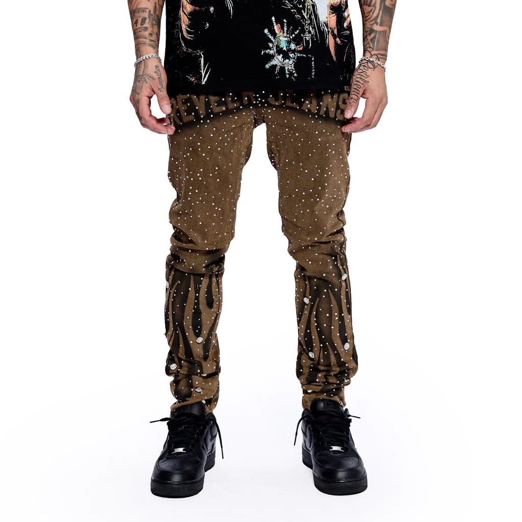 RVR "NEBULA" BROWN WASH SKINNY DENIM