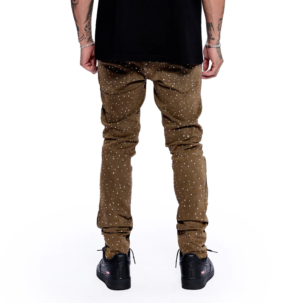 RVR "NEBULA" BROWN WASH SKINNY DENIM