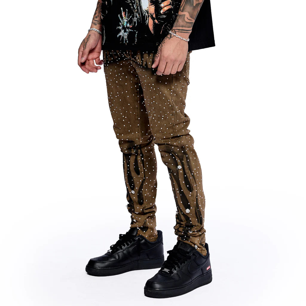 RVR "NEBULA" BROWN WASH SKINNY DENIM