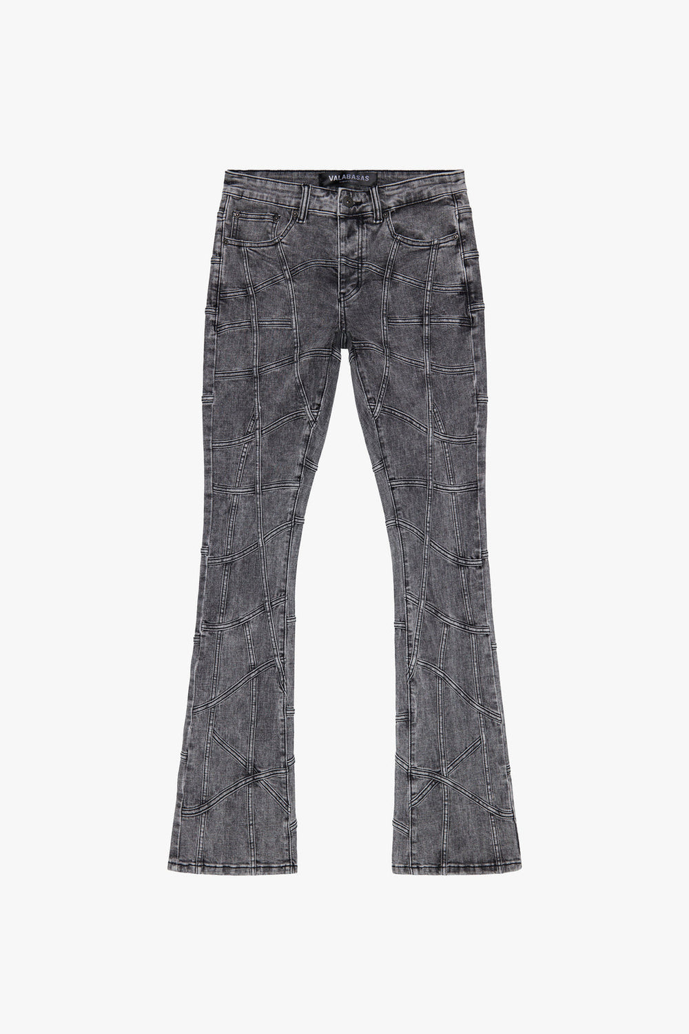 VALABASAS "STREAK" GREY WASHED FLARED STACKED JEAN