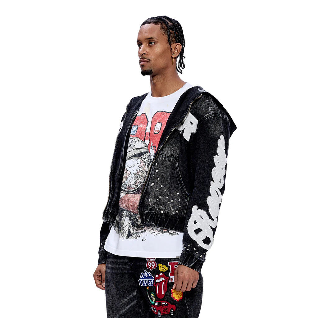 RVR "HERITAGE" BLACK DENIM HOODIE