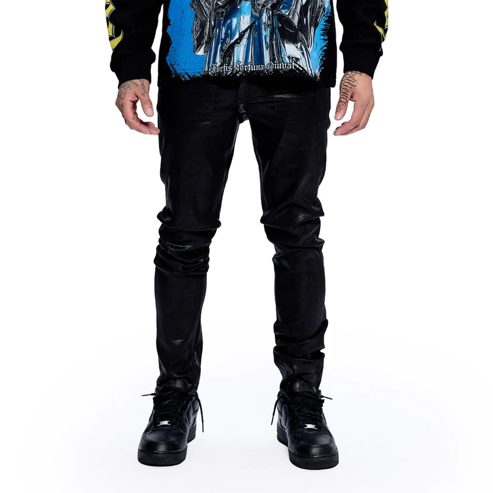 RVR "CORE" WAXED BLACK SKINNY DENIM (JF-03)