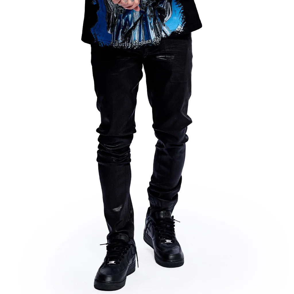 RVR "CORE" WAXED BLACK SKINNY DENIM (JF-03)