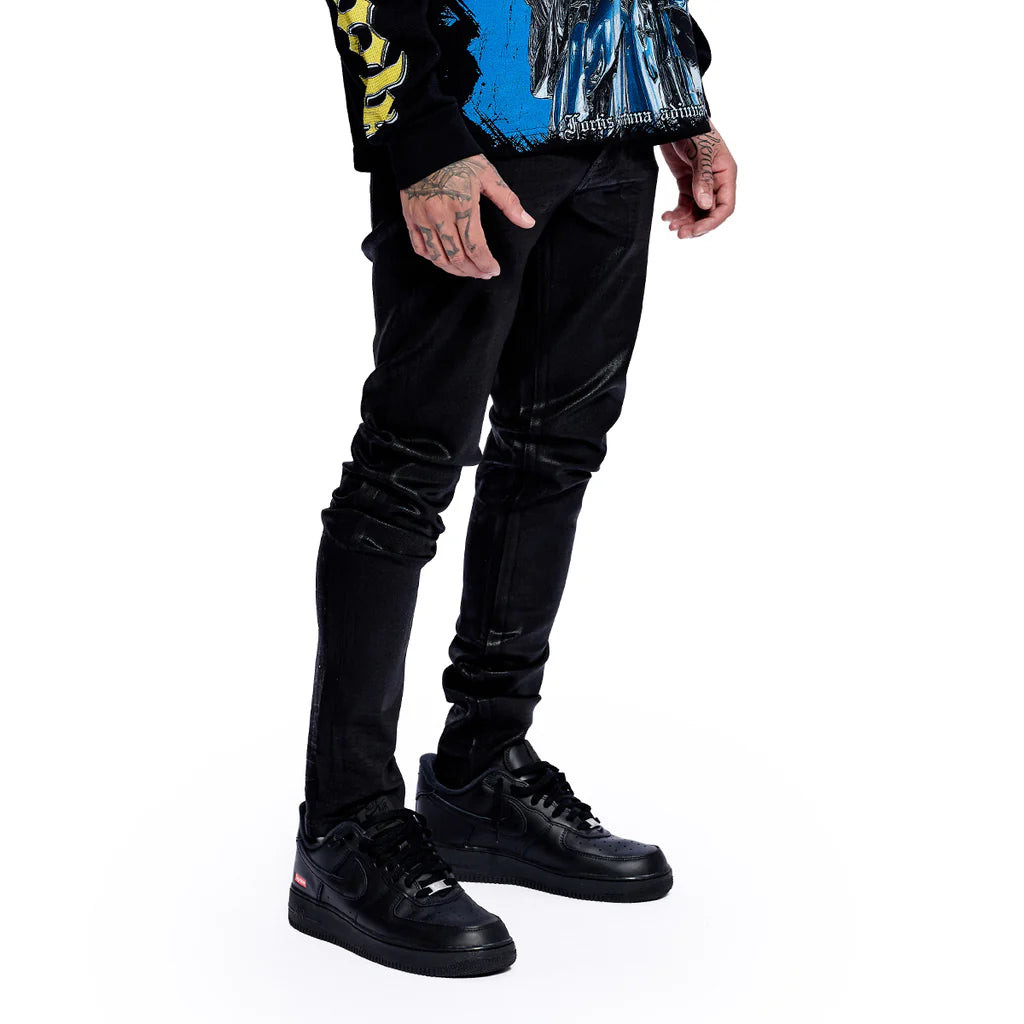 RVR "CORE" WAXED BLACK SKINNY DENIM (JF-03)