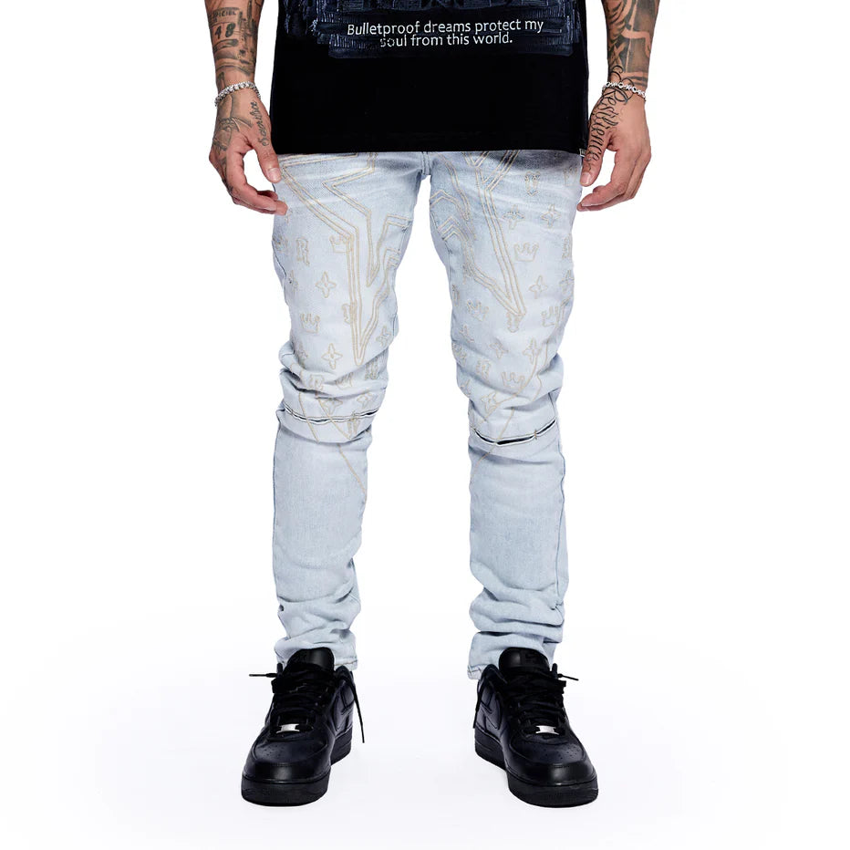 RVR "STAR" ICE BLUE SKINNY DENIM (CO-23)