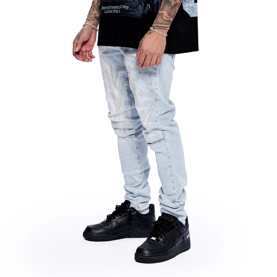 RVR "STAR" ICE BLUE SKINNY DENIM (CO-23)