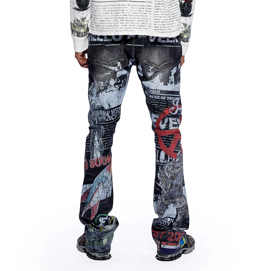 RVR "WAR ZONE" BLACK WASH STACKED DENIM