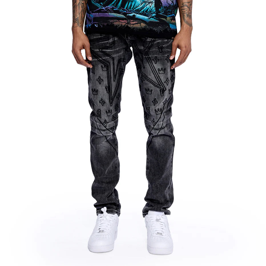 RVR "STAR" BLACK WASH SKINNY DENIM (CO-22)