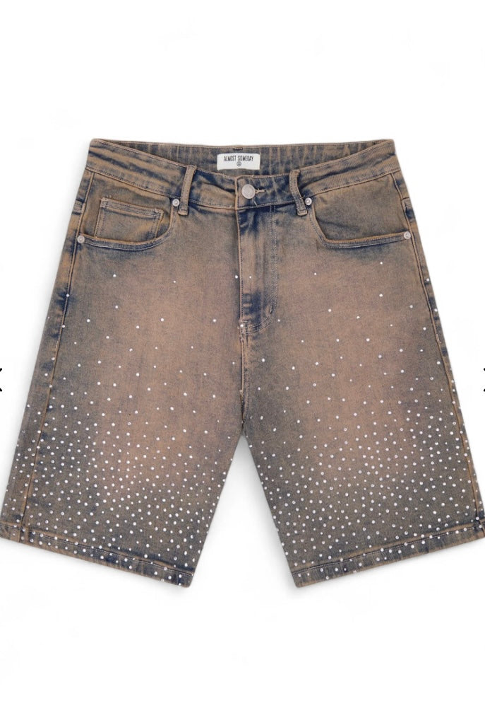 AS "SOLOMON" RHINESTONE JORTS (BLUE)
