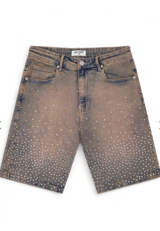 AS "SOLOMON" RHINESTONE JORTS (BLUE)