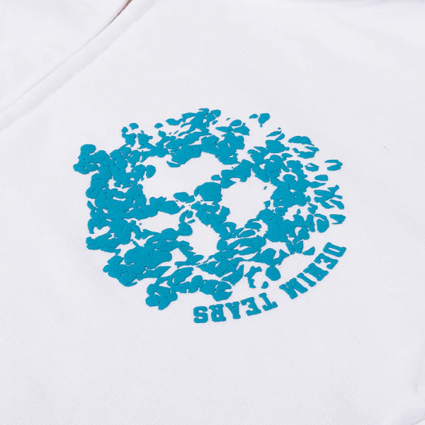 DENIM TEARS DENIM UNIVERSITY ZIP HOODIE WHITE