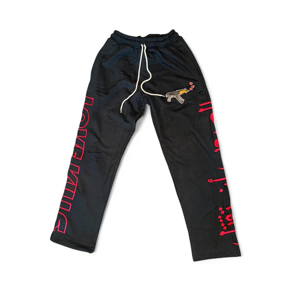 LOVE KILLS LOGO SWEATPANTS IN BLACK WITH RED