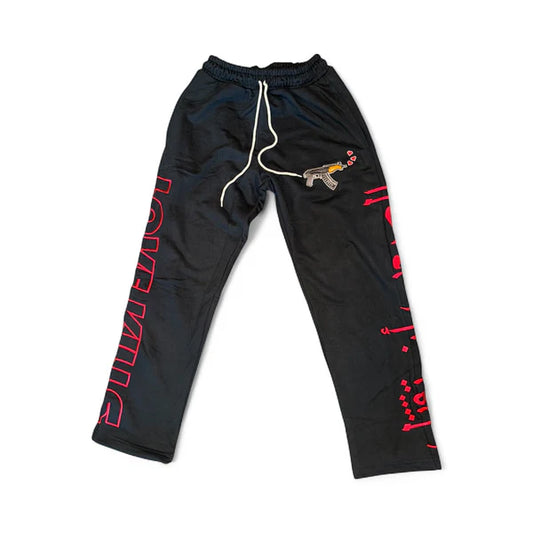 LOVE KILLS LOGO SWEATPANTS IN BLACK WITH RED