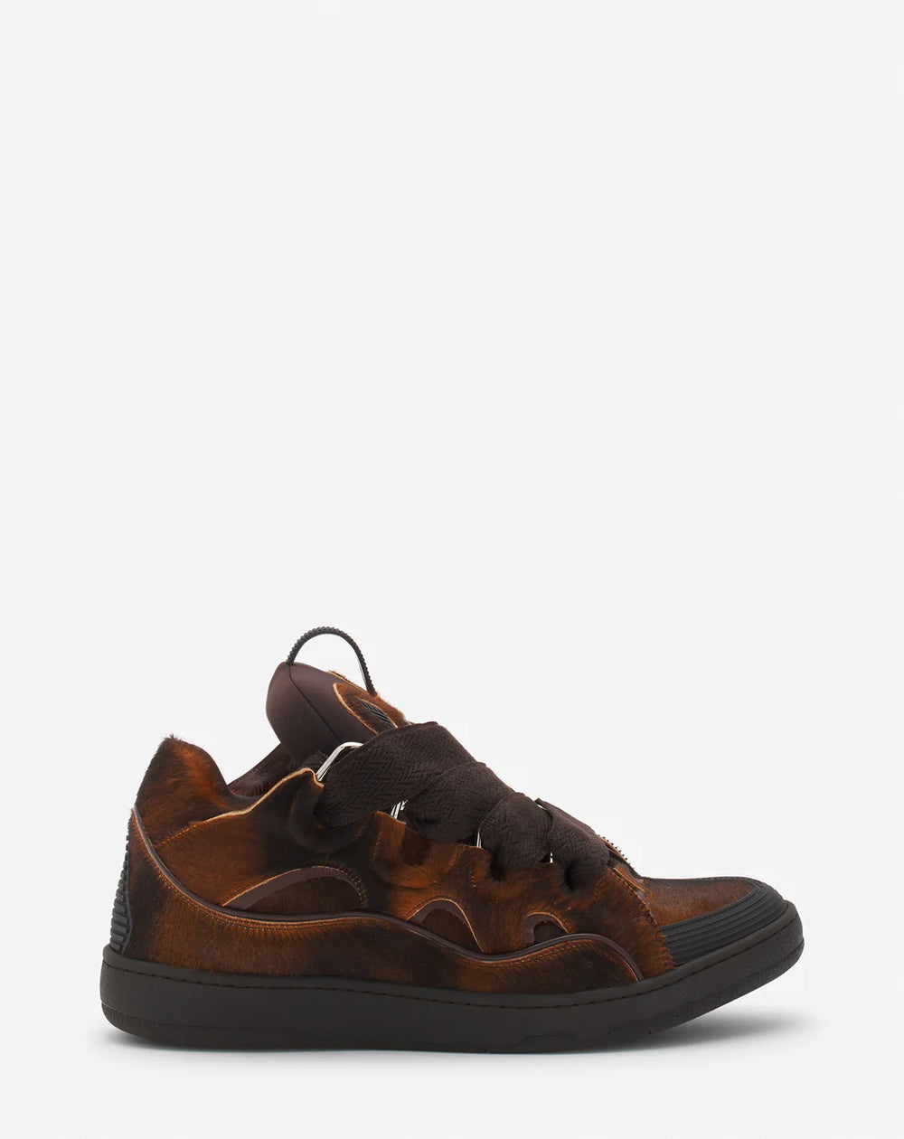 LANVIN PONY EFFECT LEATHER CURB SNEAKERS