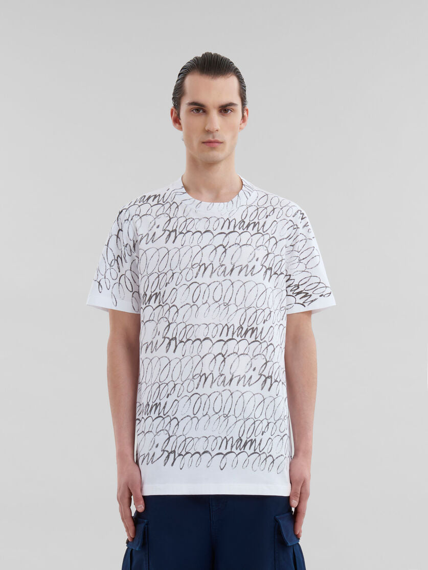 MARNI WHITE SCRIBLE MOTIF T-SHIRT