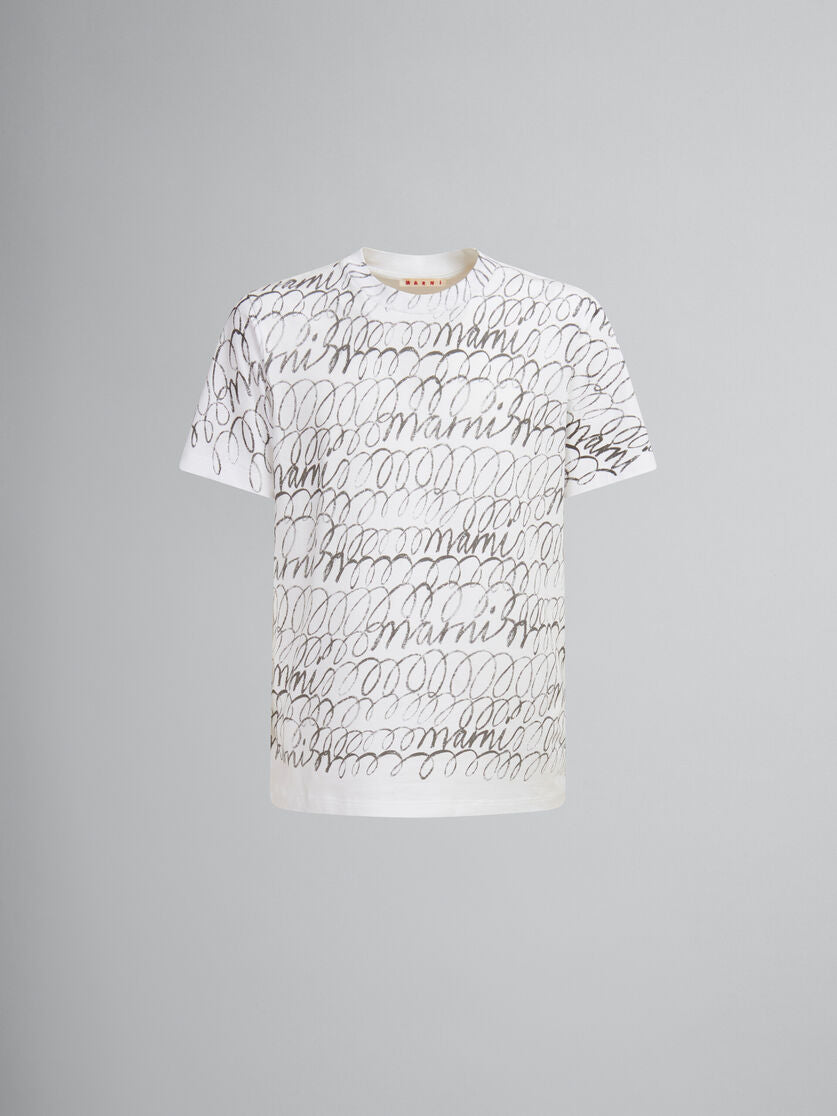 MARNI WHITE SCRIBLE MOTIF T-SHIRT