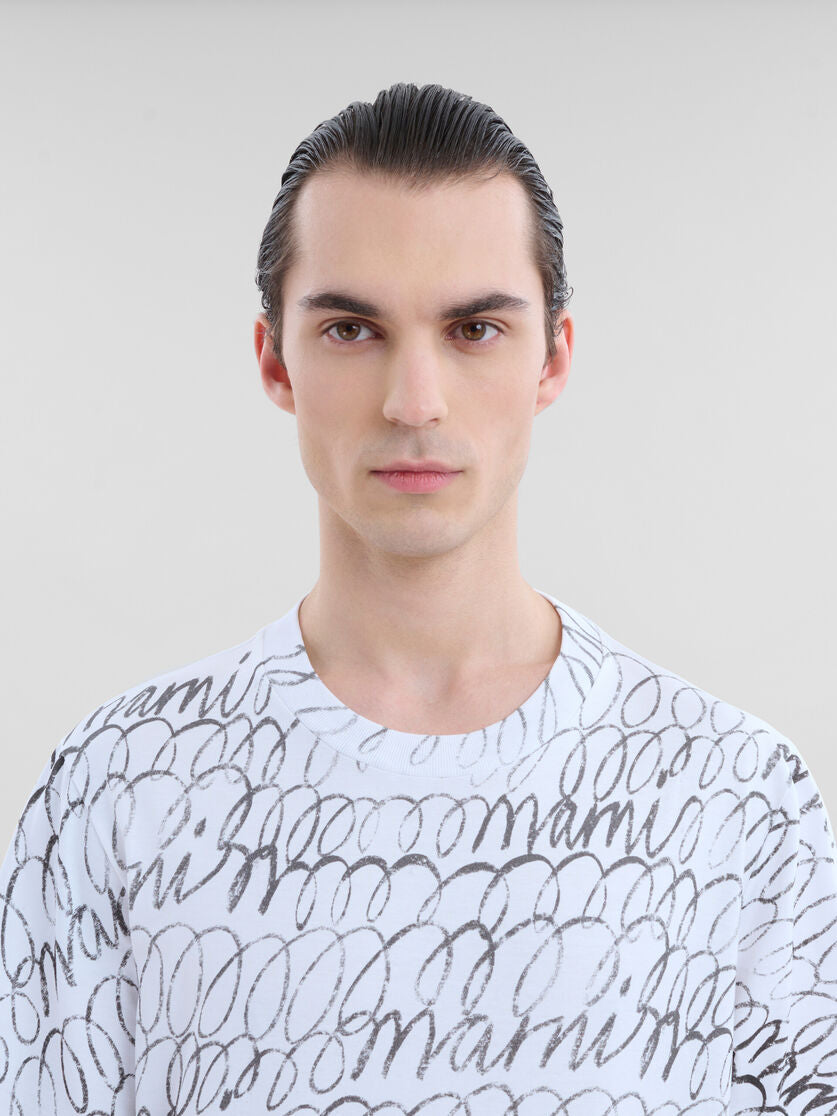 MARNI WHITE SCRIBLE MOTIF T-SHIRT