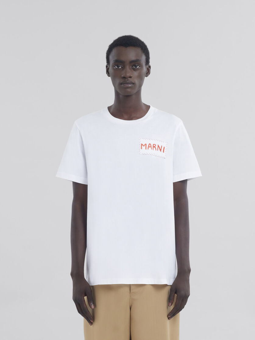 MARNI WHITE CREWNECK T-SHIRT (WHT/RED)